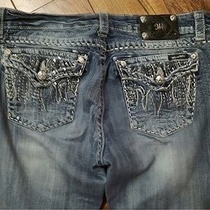 Beautiful Miss Me Easy Boot Jeans with Embellished Pockets 33” Inseam